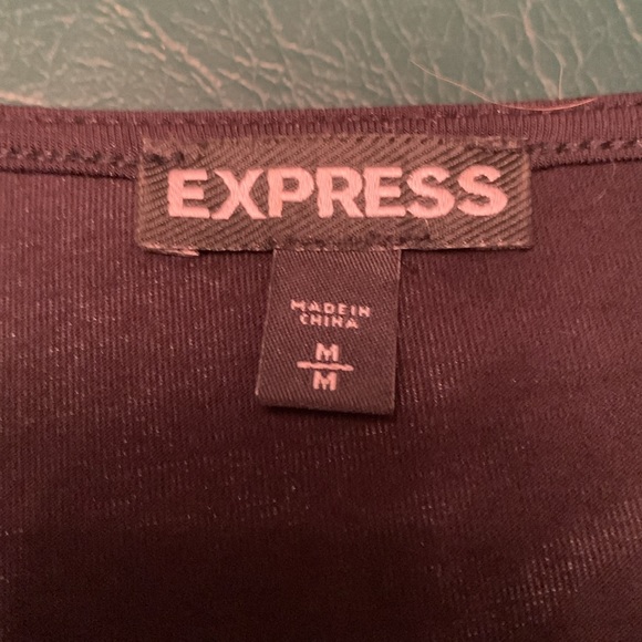 Express BLACK V-Neck stretchy Long Sleeve top with cute arm detail - Picture 3 of 8